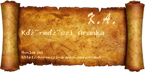 Körmöczi Aranka névjegykártya