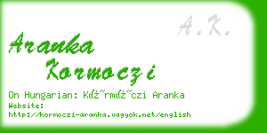aranka kormoczi business card