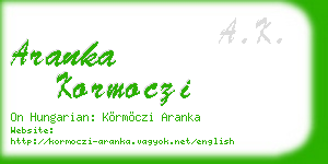 aranka kormoczi business card